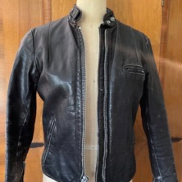 Vintage Women's Schott NYC 141 Black Leather Cafe Racer Moto Jacket - Picture 6 of 16
